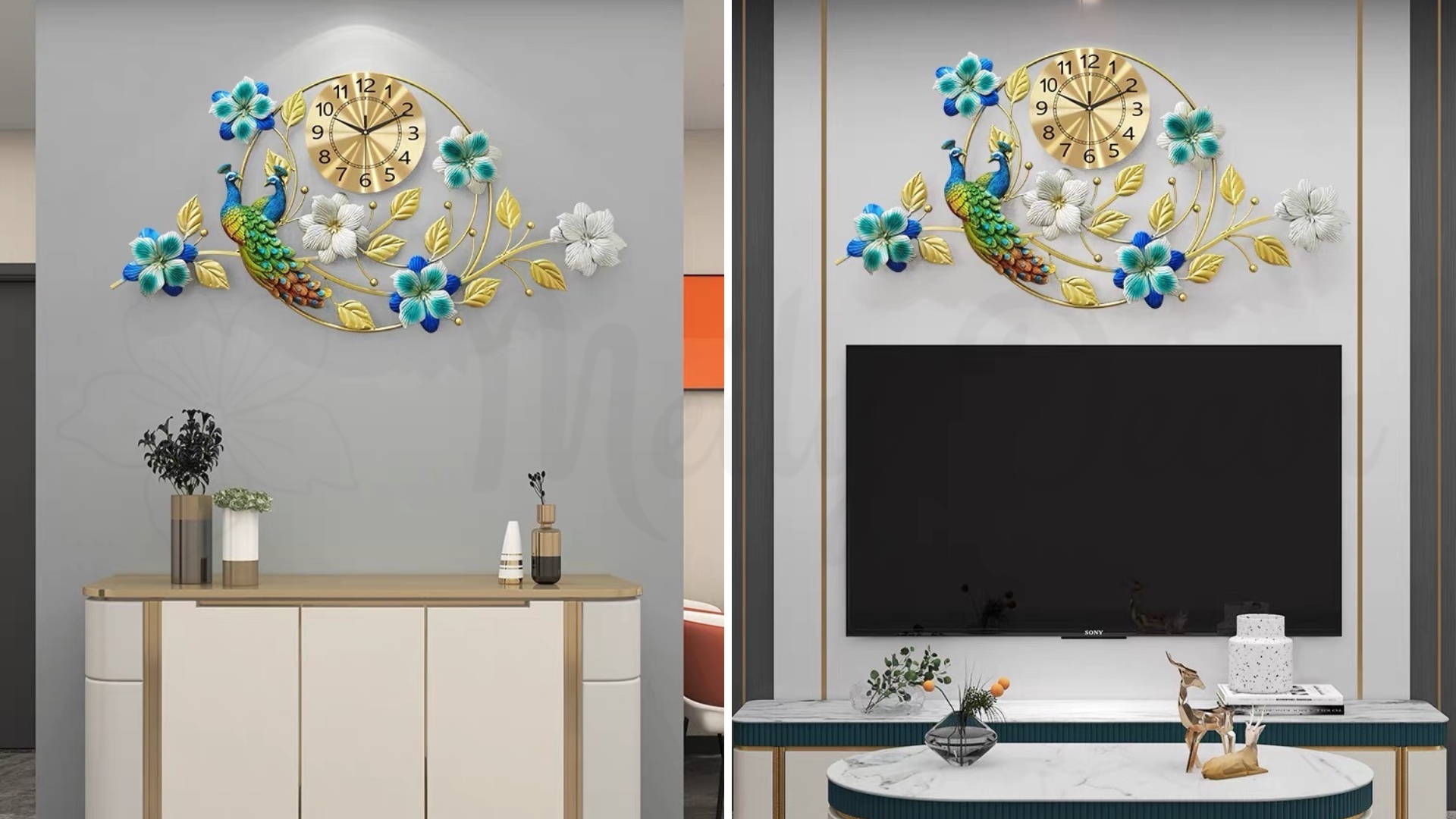 Đặc điểm nổi bật của đồng hồ đôi chim công và hoa khung tròn