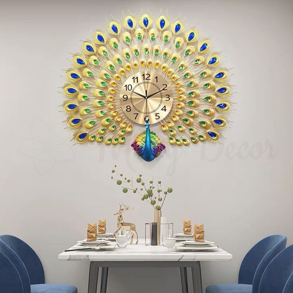 Đồng hồ chim công xòe đuôi vàng Đồng hồ chim công xòe đuôi vàng