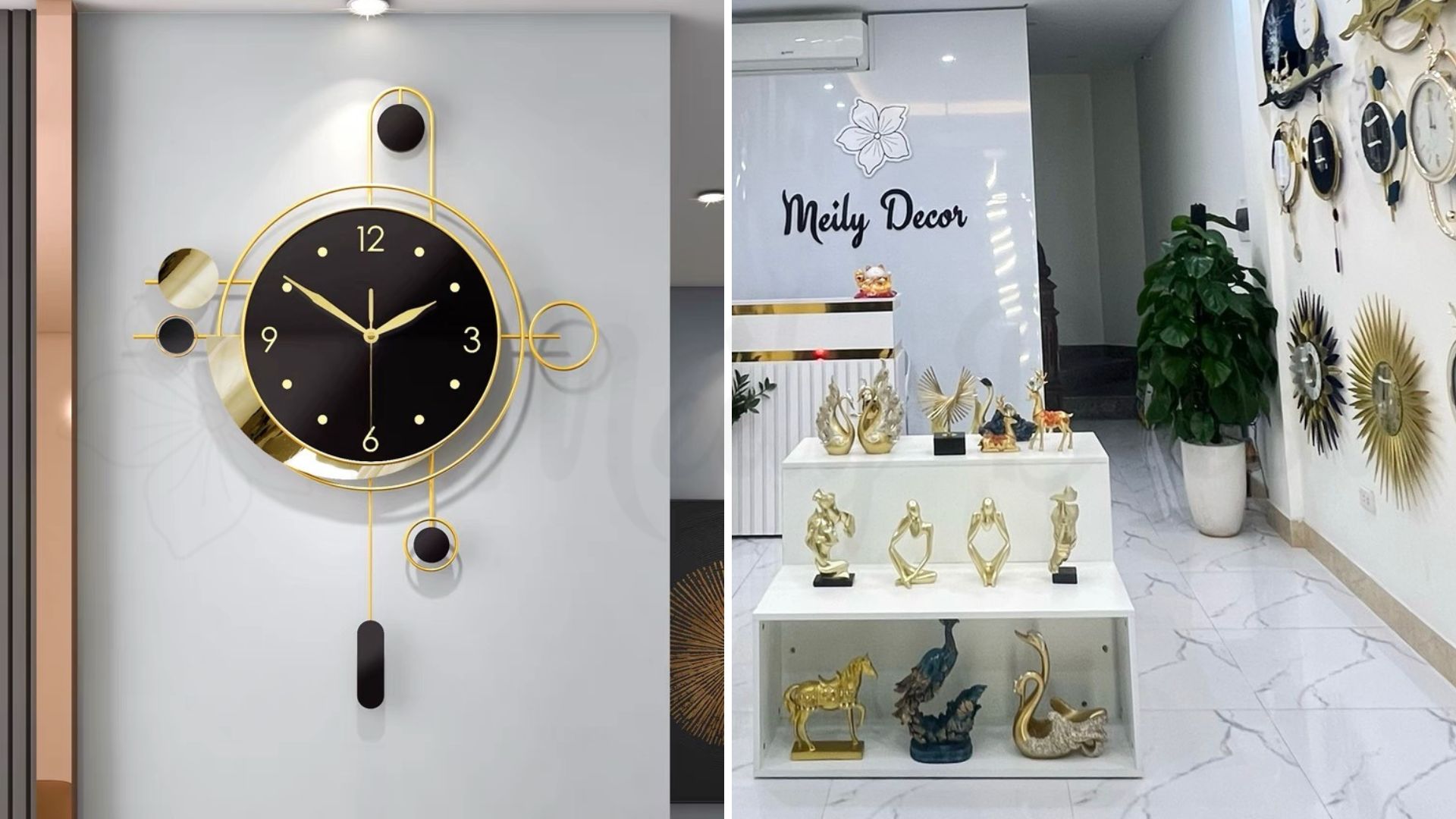 Mua đồng hồ đen tráng gương tại Meily Decor