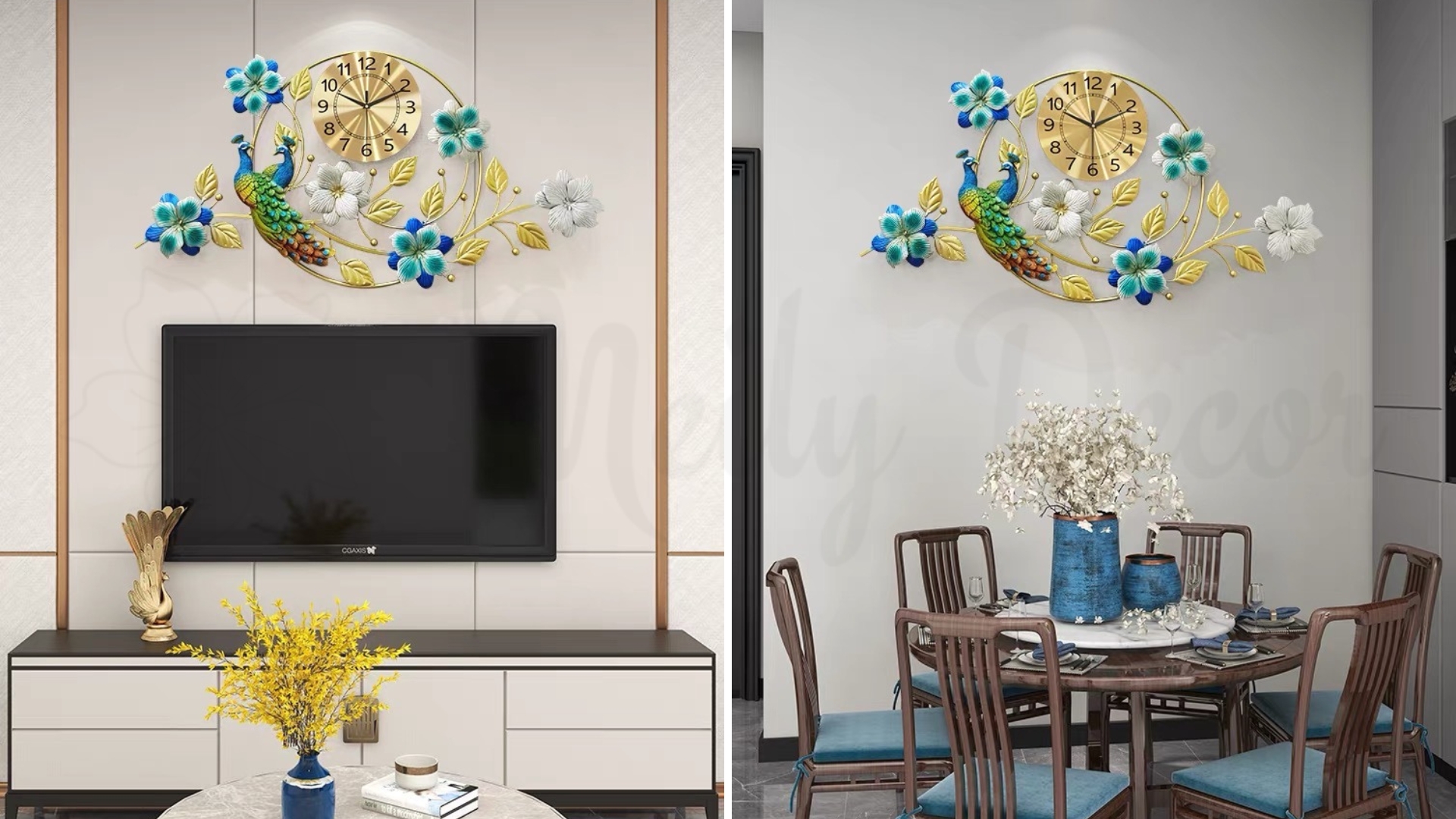 Thông số kỹ thuật đồng hồ đôi chim công và hoa khung tròn