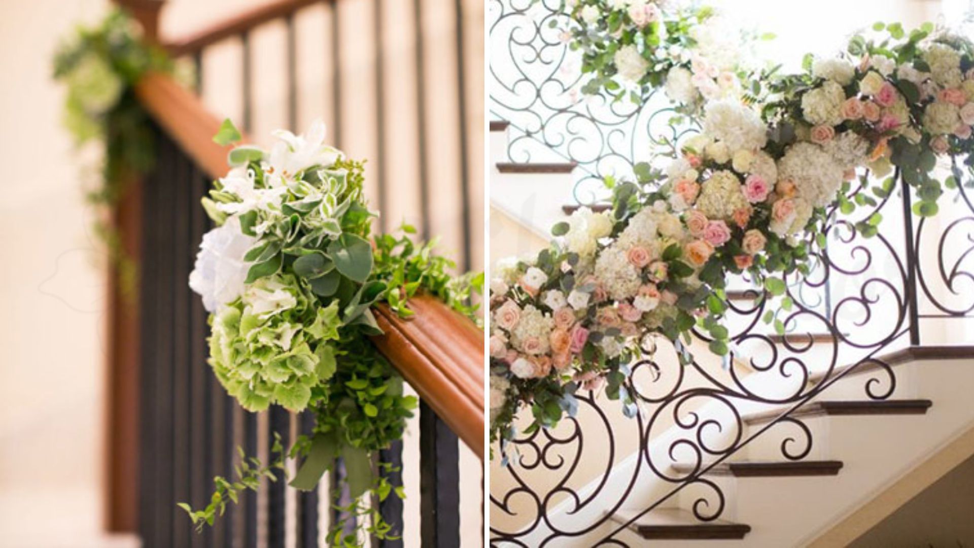 Decor cầu thang với hoa giả