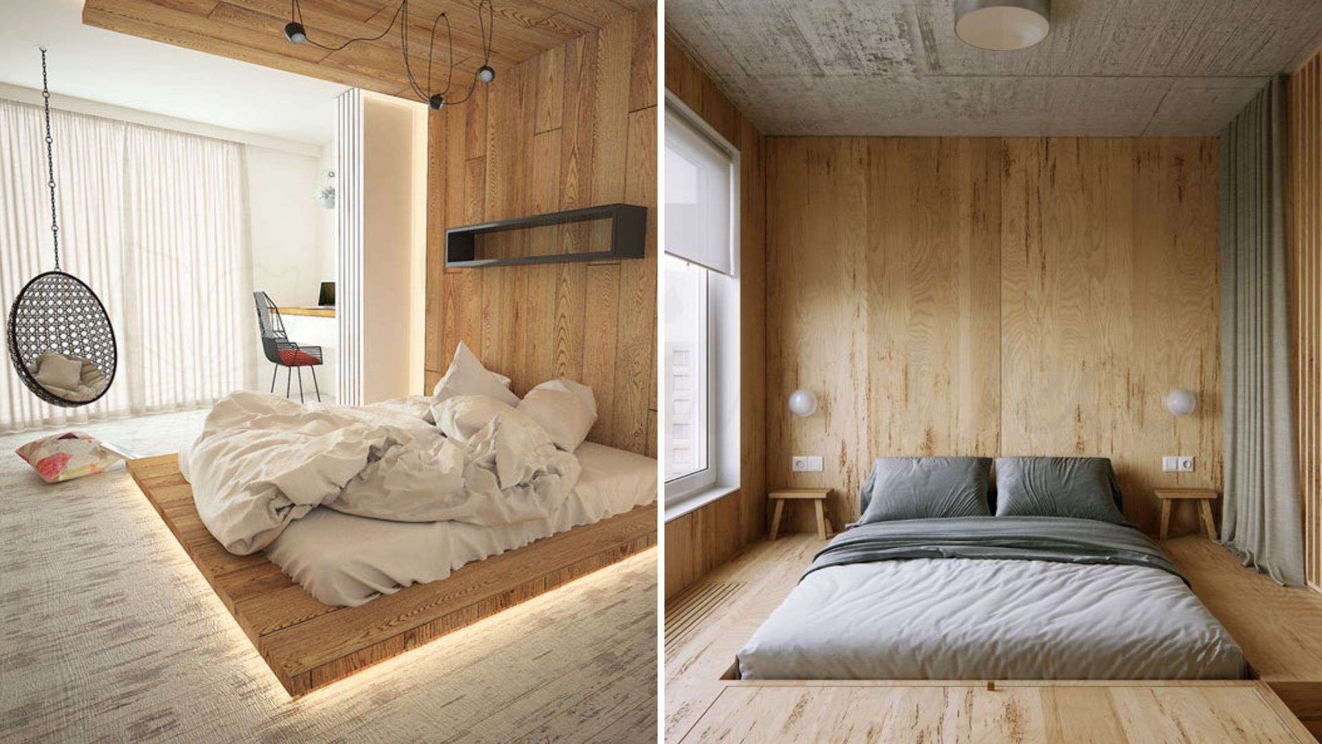 Decor phòng ngủ không giường với màu sắc đơn giản