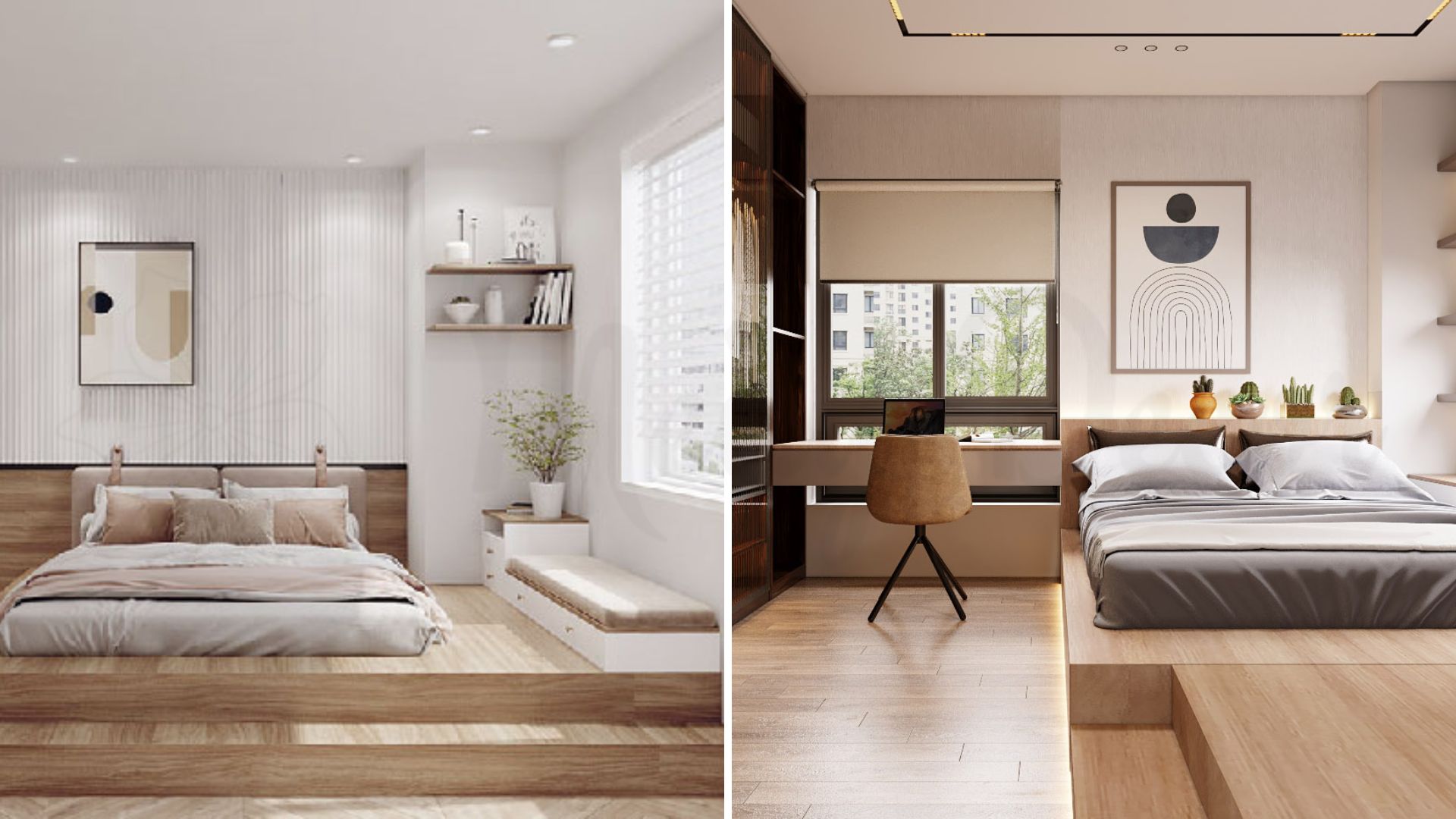 Phong cách hiện đại trong decor phòng ngủ không giường